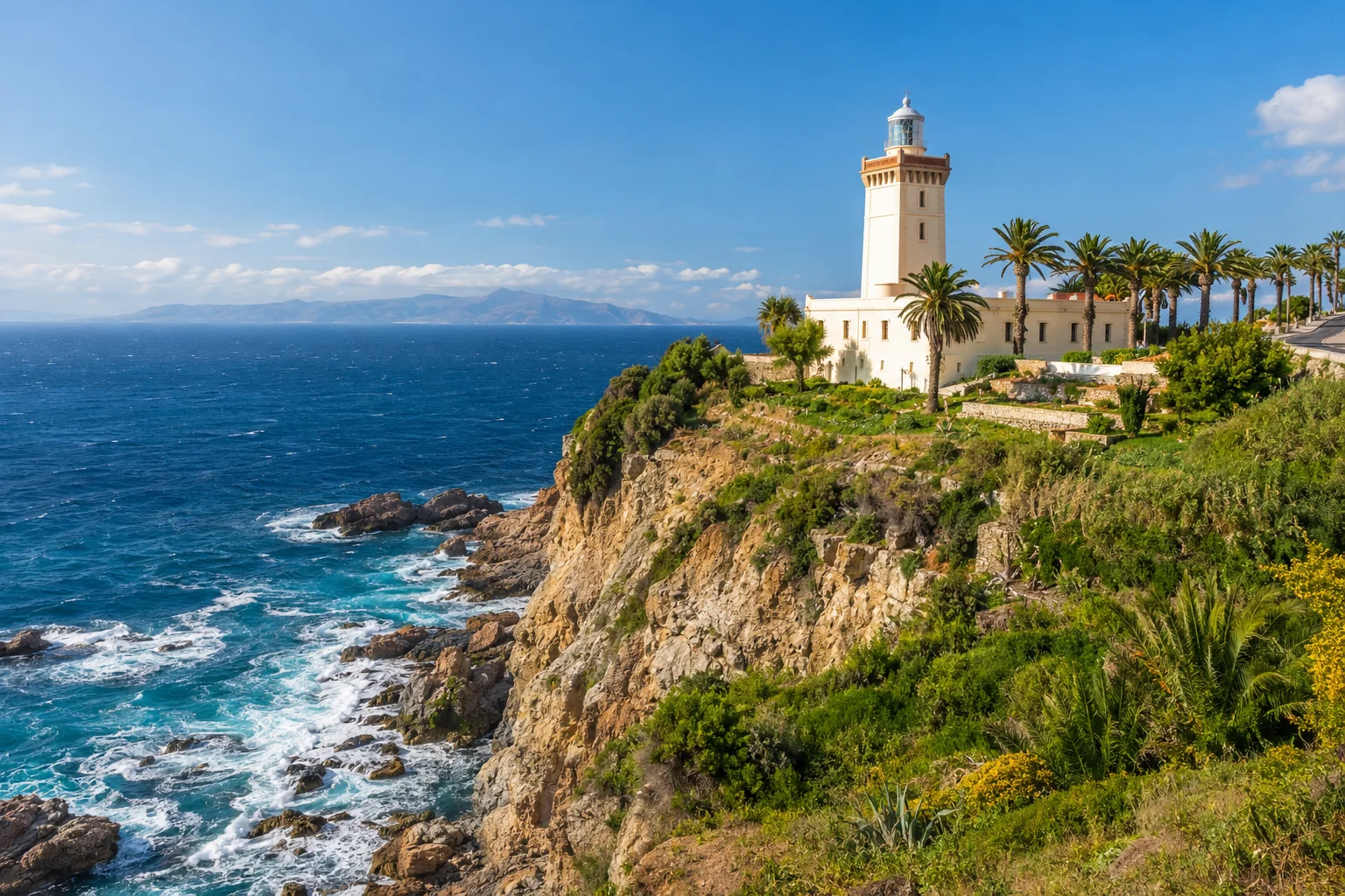 Cap Spartel lighthouse and Atlantic coastal scenery west of Tangier, Morocco. things to do in tangier